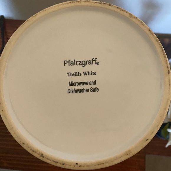 Pfaltzgraff Trellis White Scroll Design Utensil Crock Stoneware 7”H Cottagecore - Picture 12 of 12